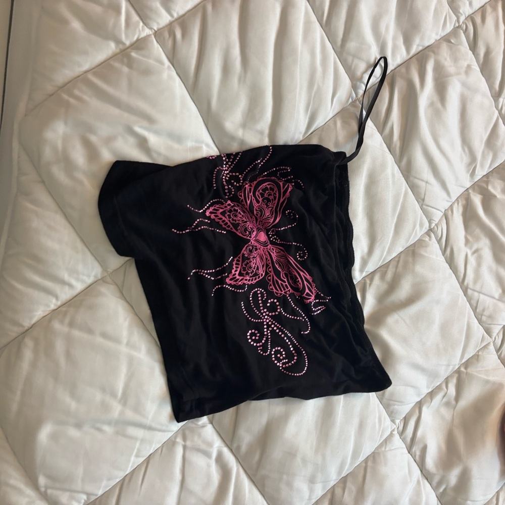 SHEIN Black and Pink Bow Top